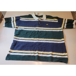 Masters Collection Polo Shirt XXL‎ Men’s Golf Green White Stripe Cotton Vintage